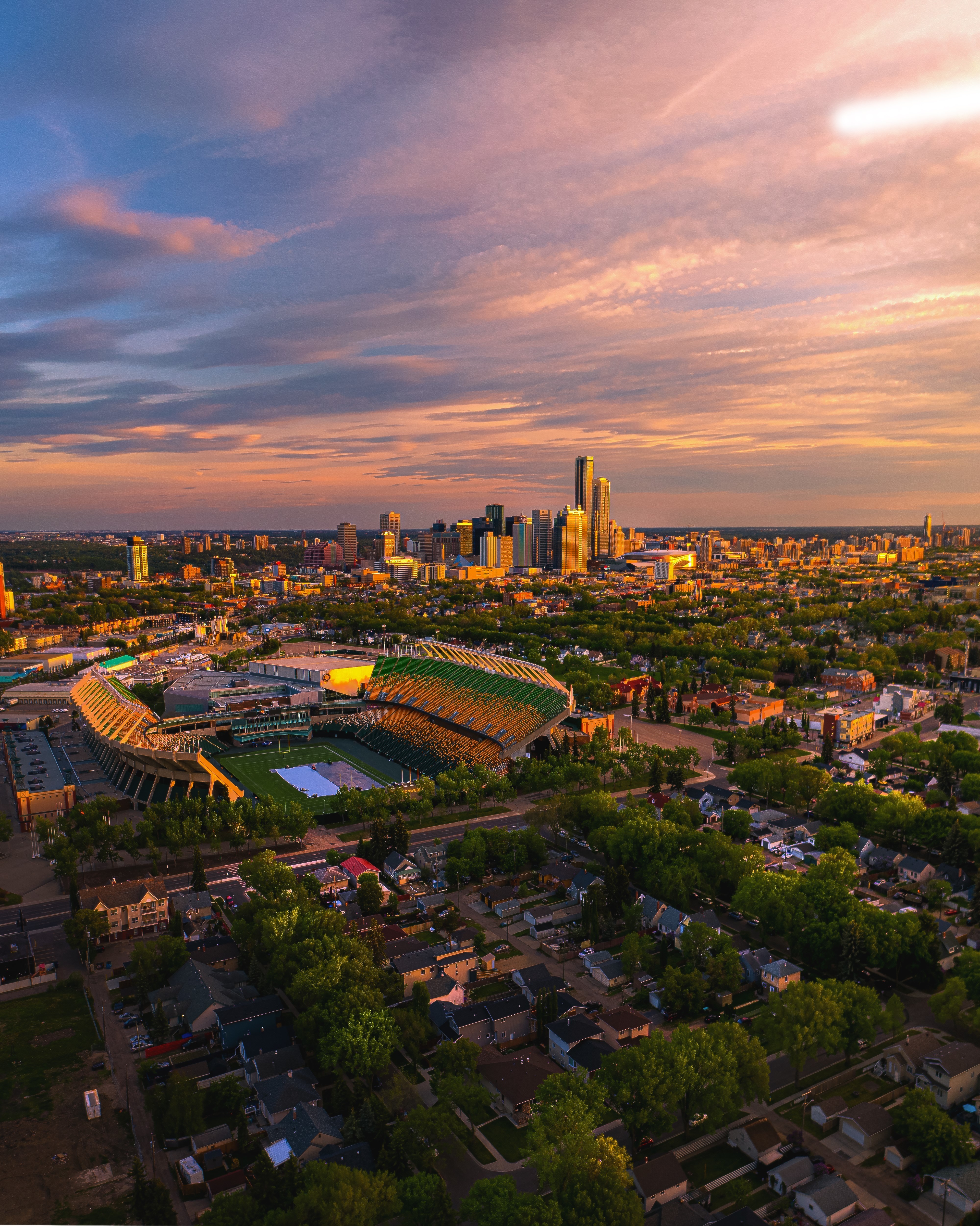 CA Alberta Edmonton aerial view sunset