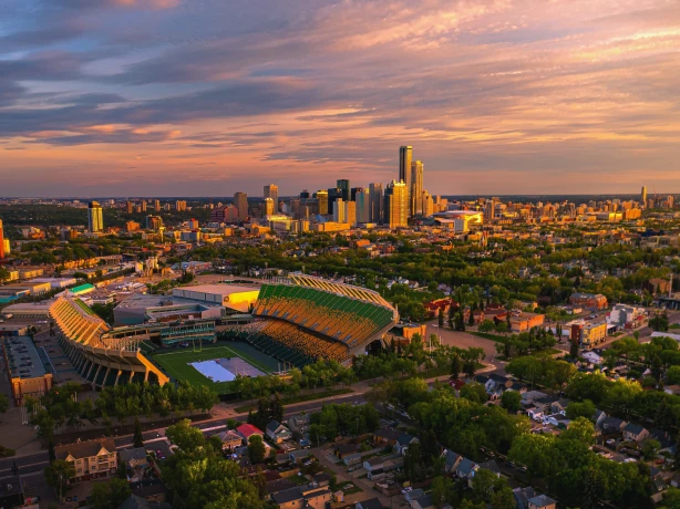CA Alberta Edmonton aerial view sunset