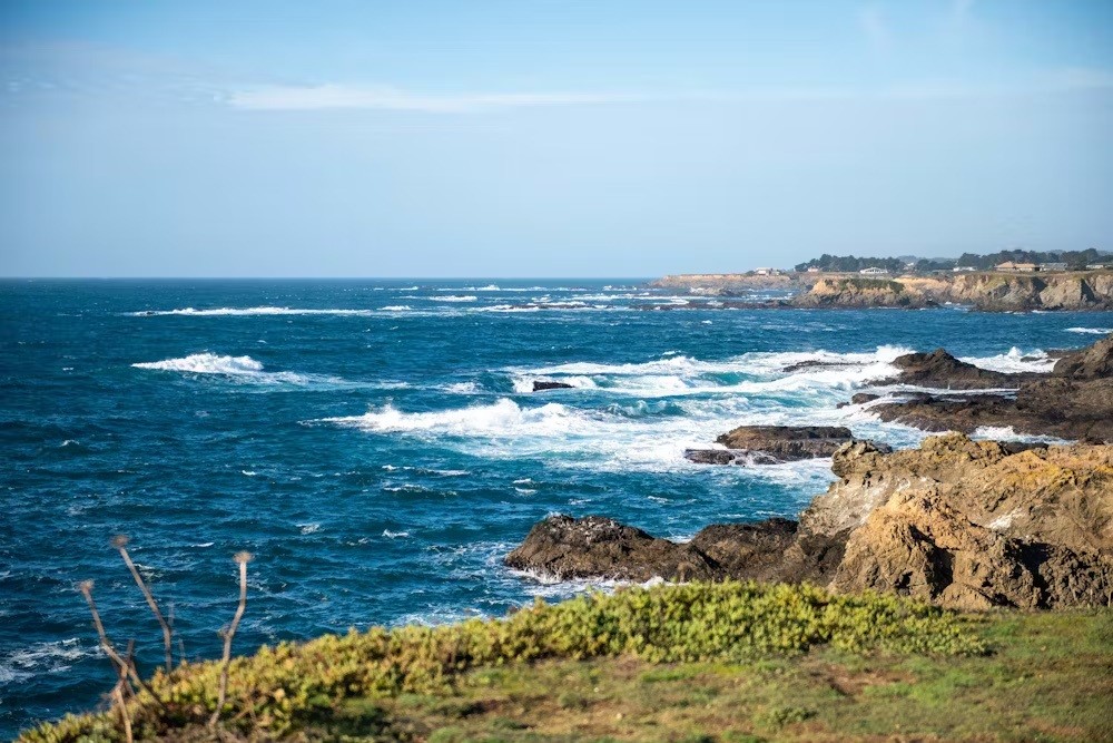 USA California Mendicino rocky coastline