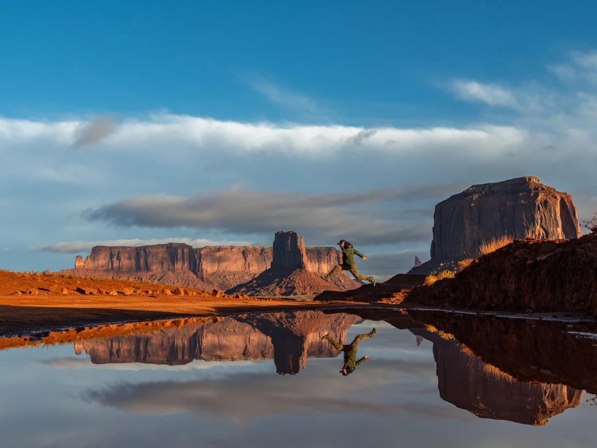 USA Utah Monument Valley Spiegelung