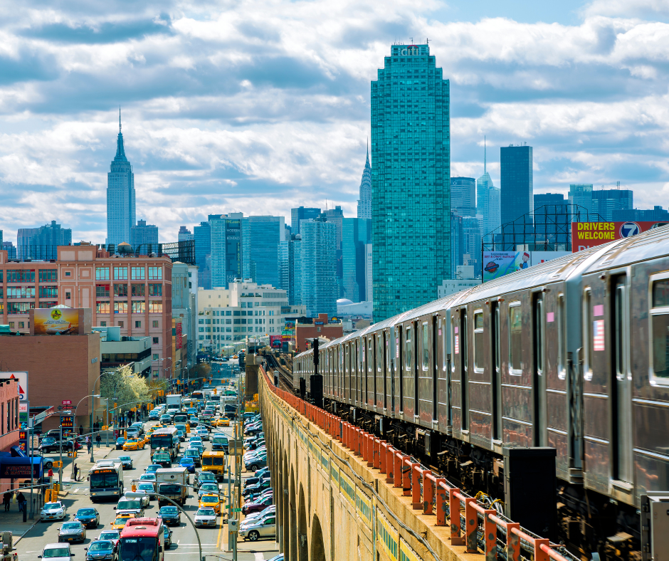 New york queens tram skyline