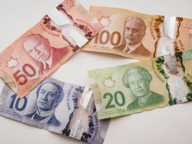 Meerdere waarden van Canadese dollarbiljetten