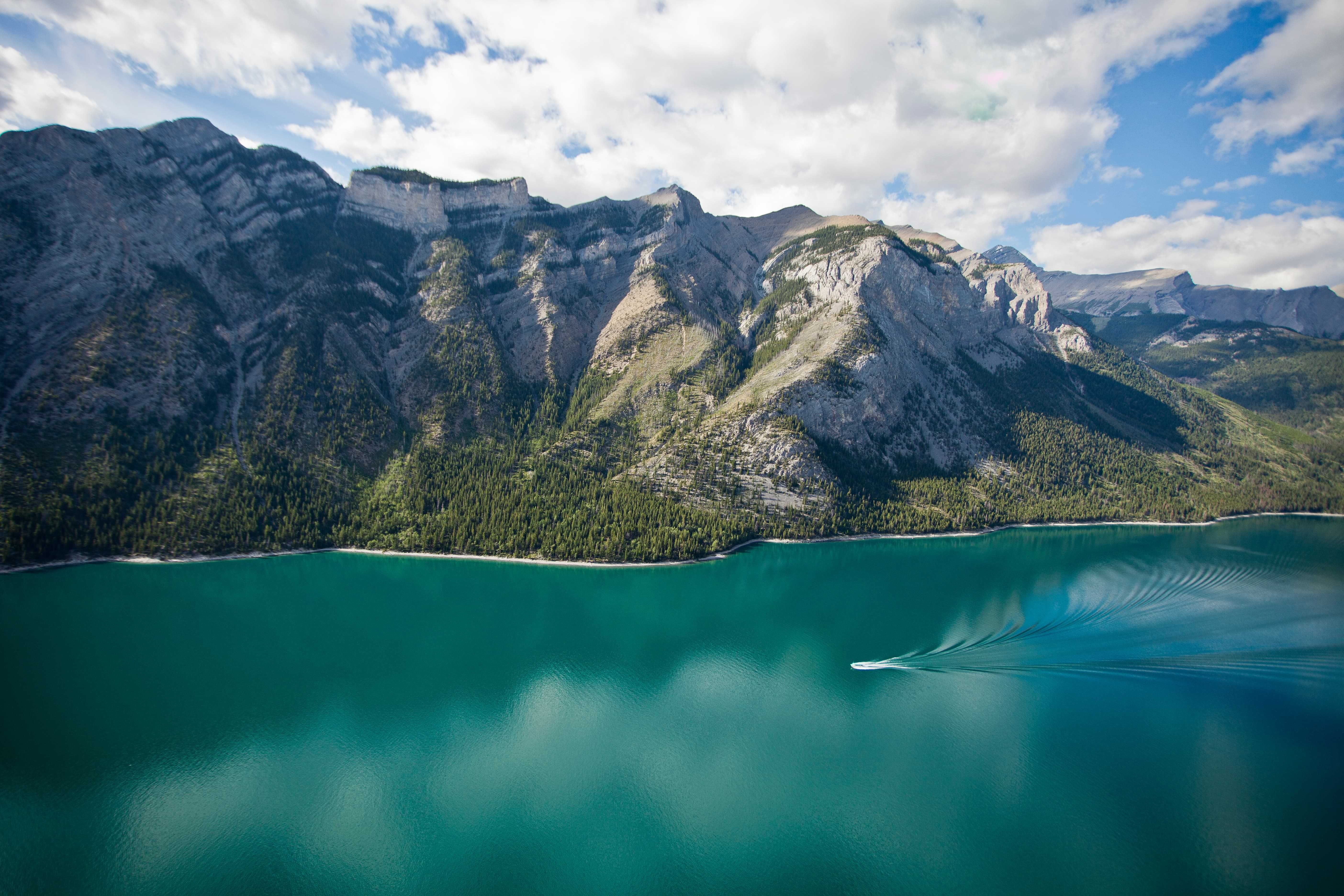 Can above banff national park aerial lake Minnewanka Summer paul zizka incms