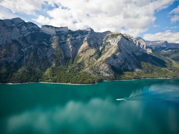 Can above banff national park aerial lake Minnewanka Summer paul zizka incms