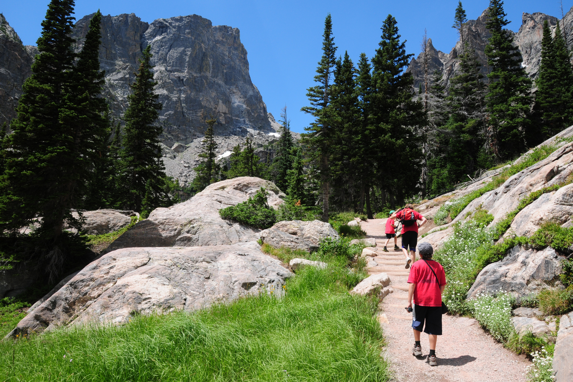 USA Colorado Rocky Mountain National Park hikers