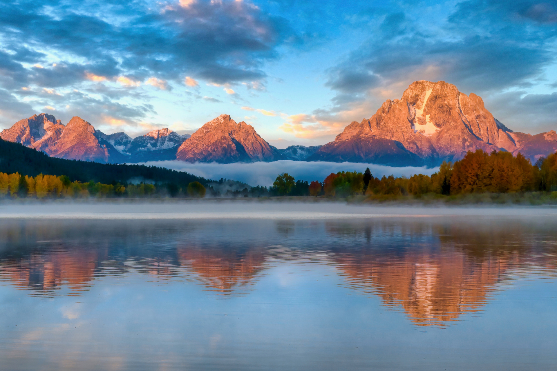 USA Wyoming Grand Teton NP Oxbow Bend sunrise