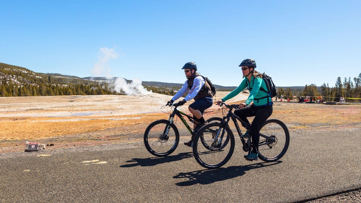 Unitedstates yellowstone bikes geyser