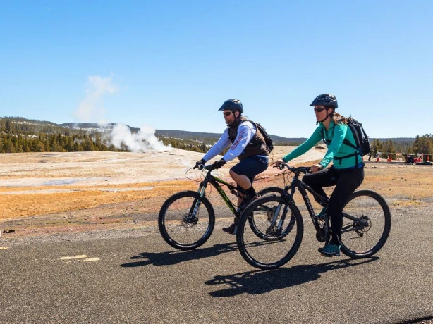 Unitedstates yellowstone bikes geyser