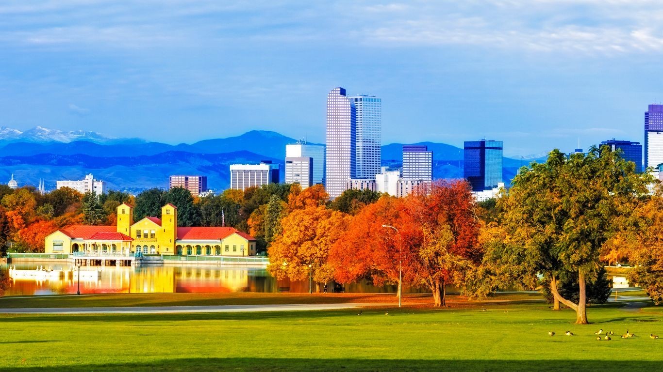 US Colorado Denver skyline fall