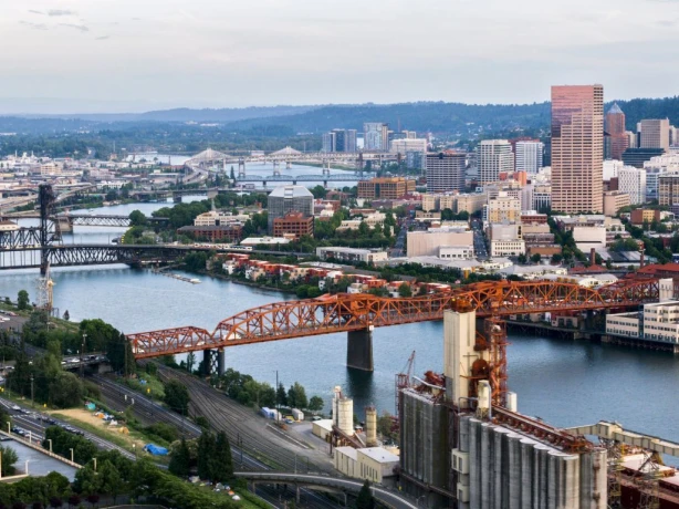 US Oregon Portland aerial view of the city