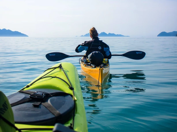Een paar kajakkers in Kenai Fjords National Park in Alaska, VS