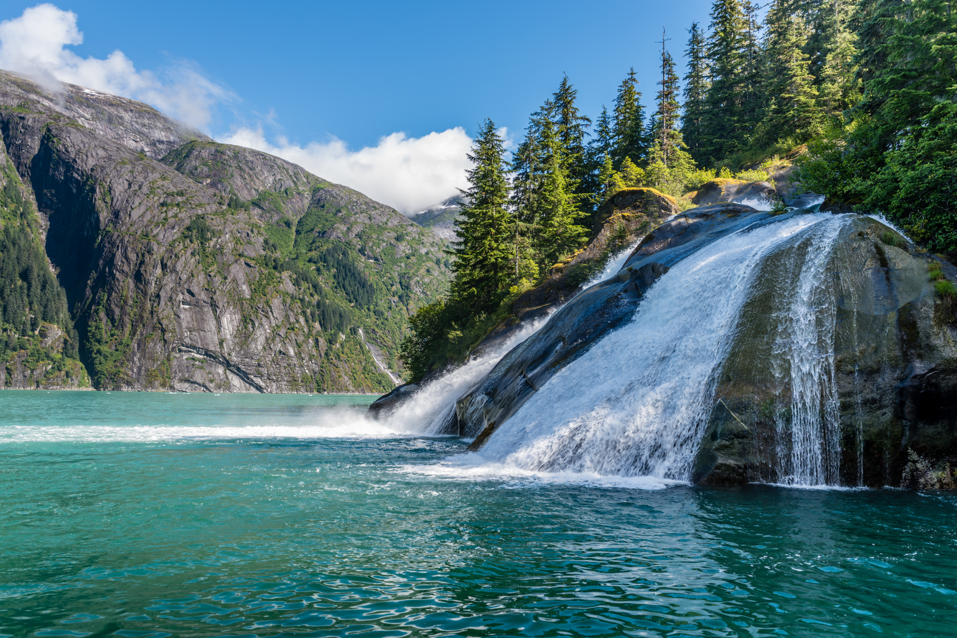 US Alaska Tracy Arm Fjord waterfall