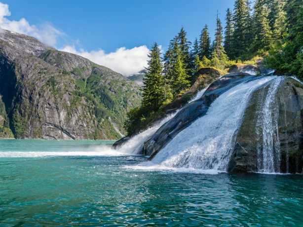 US Alaska Tracy Arm Fjord waterfall