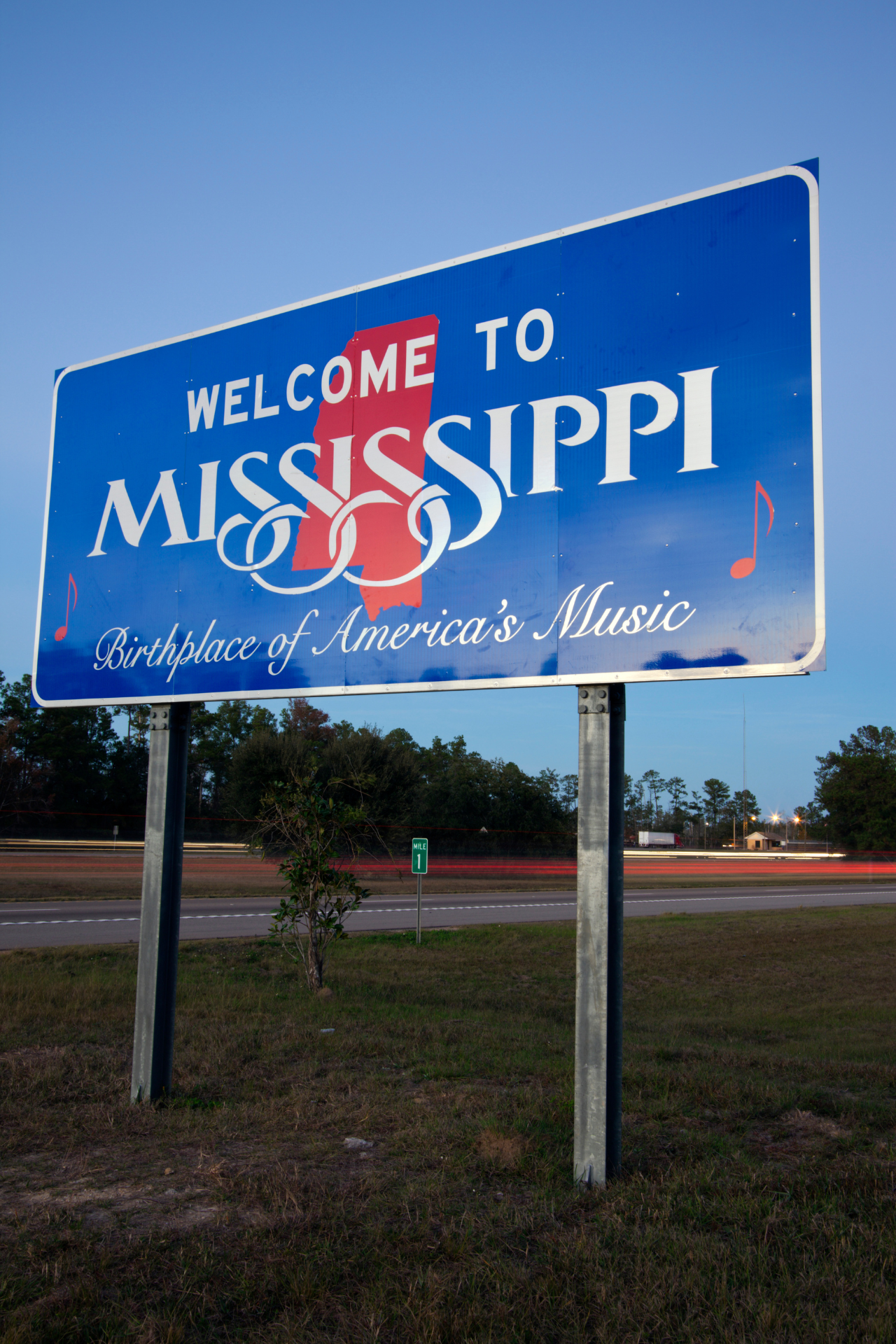 Us mississippi roadsign