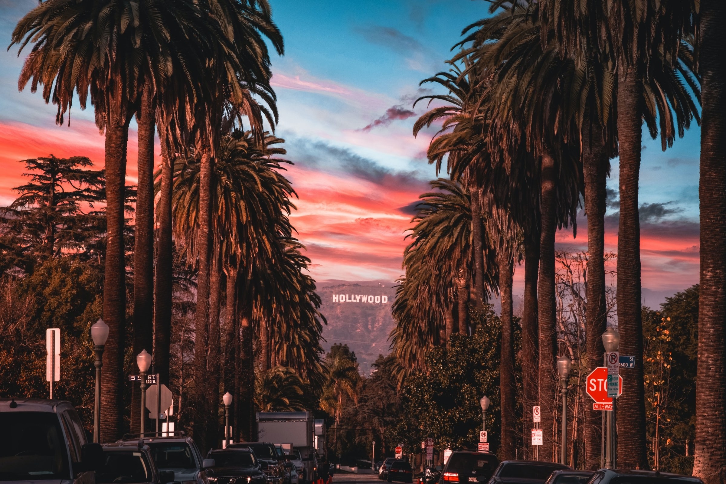 Usa los angeles street view sunset