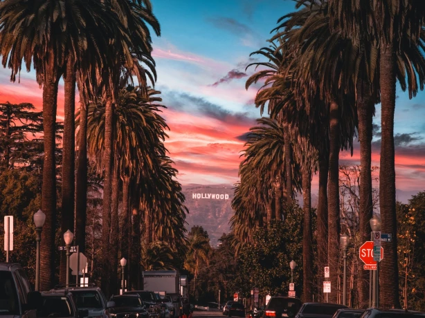 Usa los angeles street view sunset