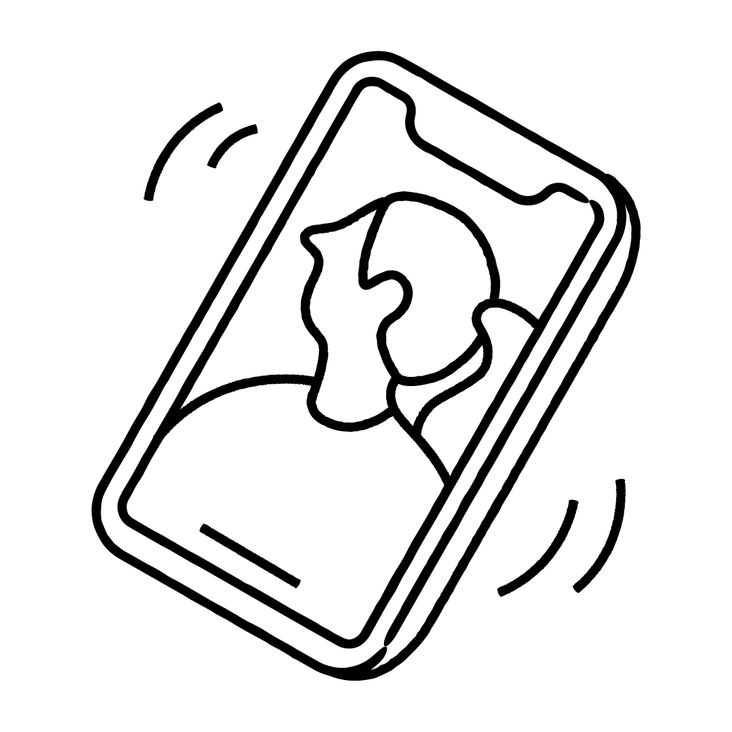 An illustration of a cellphone ringing with a woman on the screen