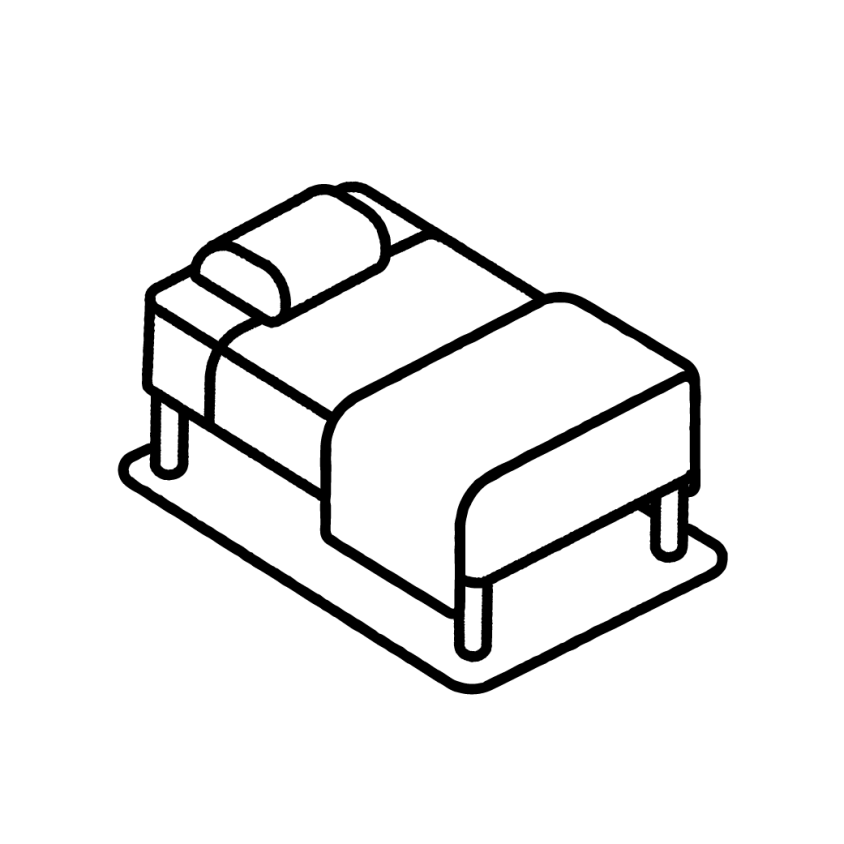 Een illustratie van een eenpersoonsbed