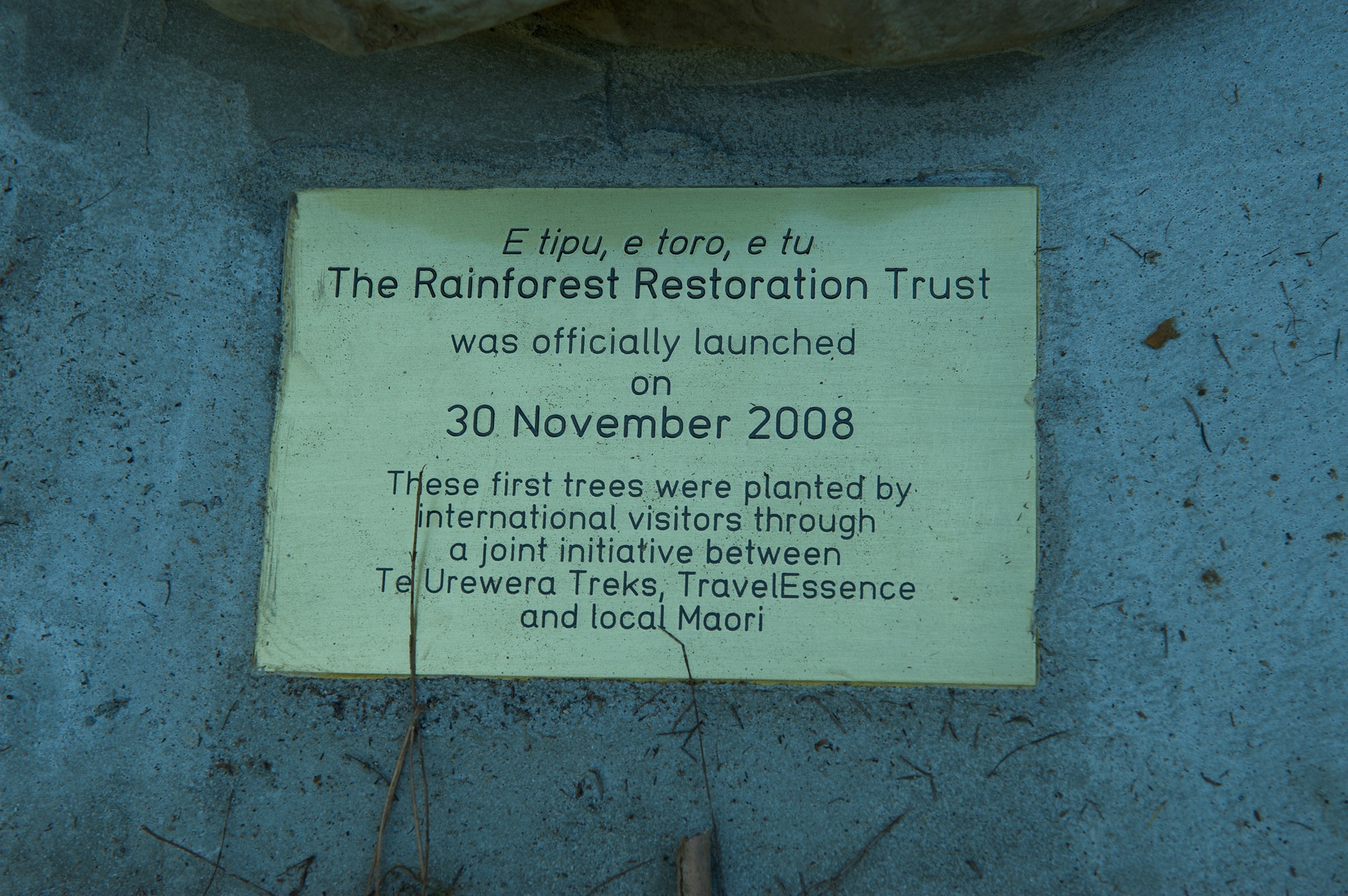 Het bord van de rainforest restoration trust