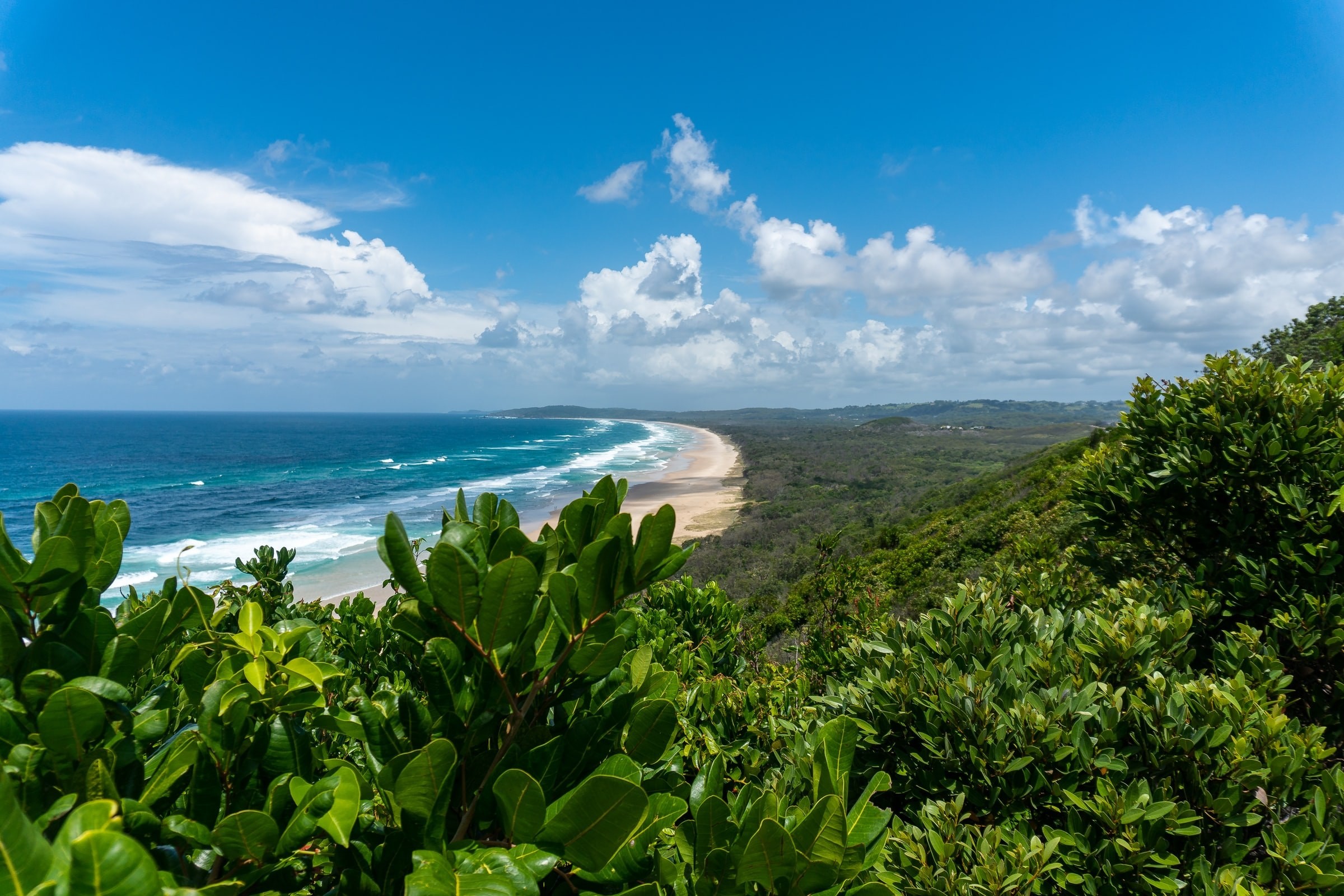 Kustfoto van Byron Bay Beach in Australië